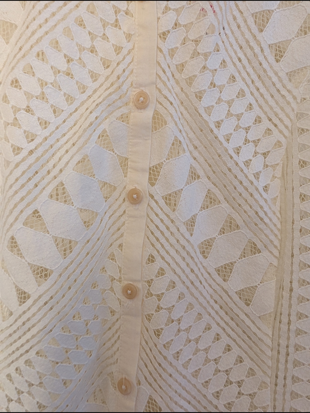 Anthropologie Ivory Crochet Button-Front Blouse - Picture 2 of 8